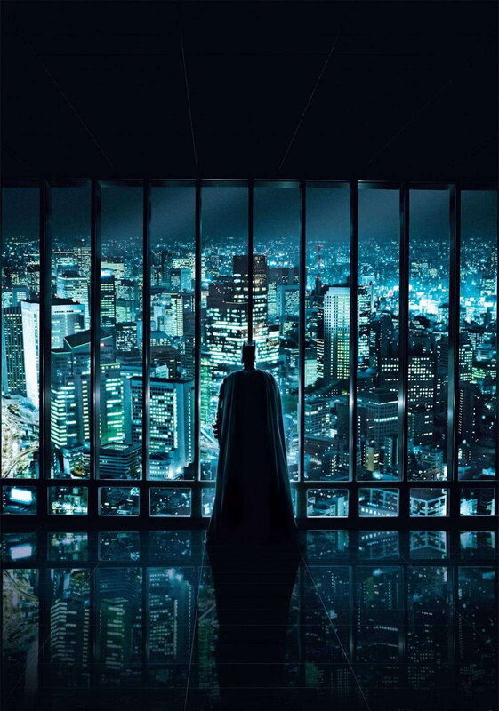 Batman Silhouette — Black, Dramatic, Night, Digital Art, Cityscape, Skyscraper