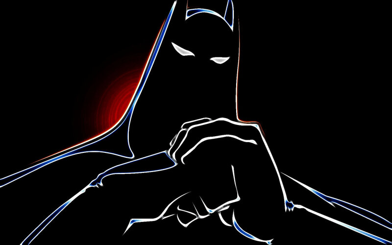 Batman Silhouette — Black, Dramatic, Night, Digital Art, Hands Clasped