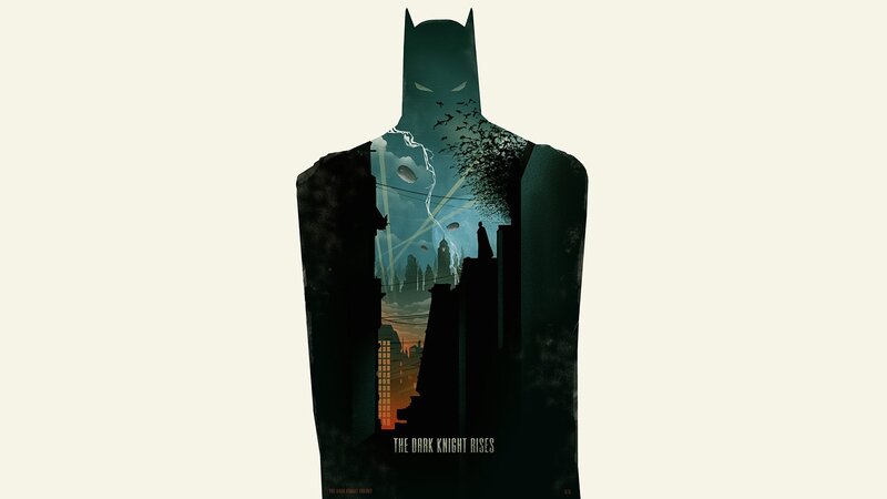 Batman Silhouette — Black, Dramatic, Night, Illustration, Cityscape, Bats
