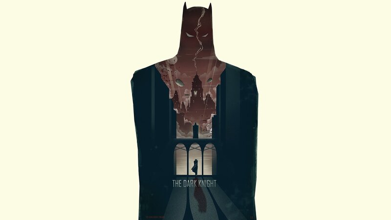 Batman Silhouette — Black, Dramatic, Night, Illustration, Cityscape, Lightning