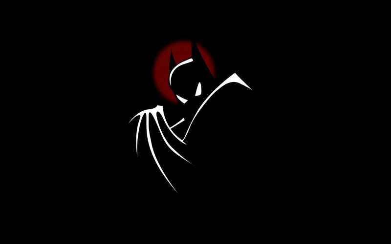 Batman Silhouette — Black, Dramatic, Night, Minimalist, Red Moon