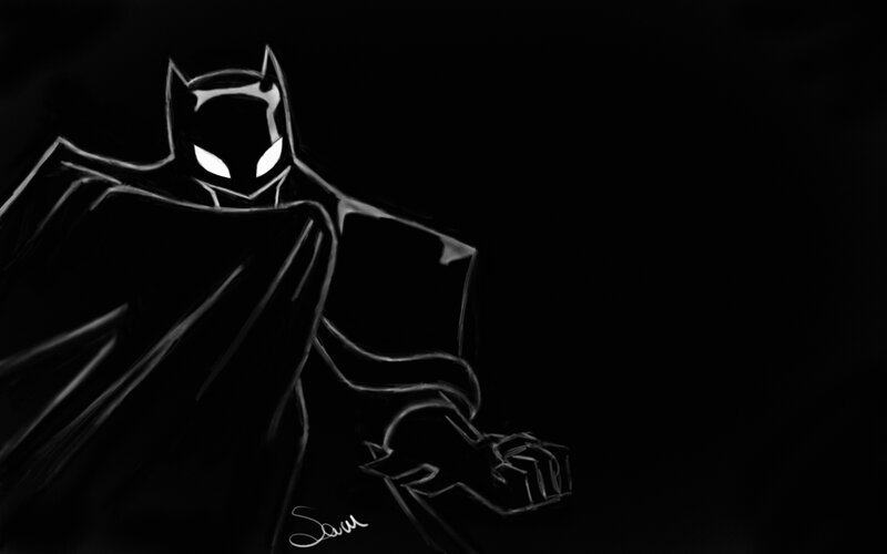 Batman Silhouette — Black, Dramatic, Night