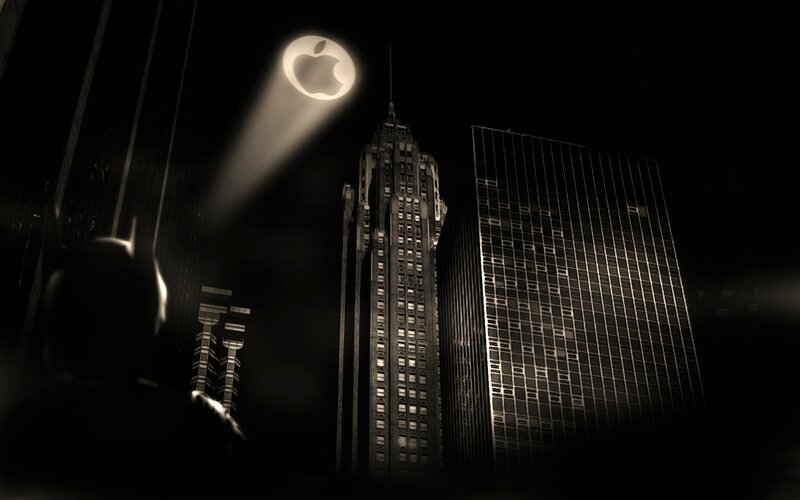 Batman Silhouette in City — Black
