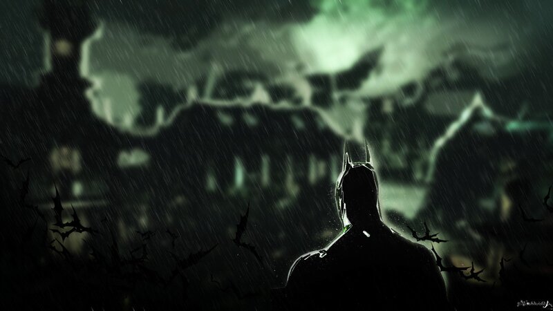 Batman Silhouette in Rain