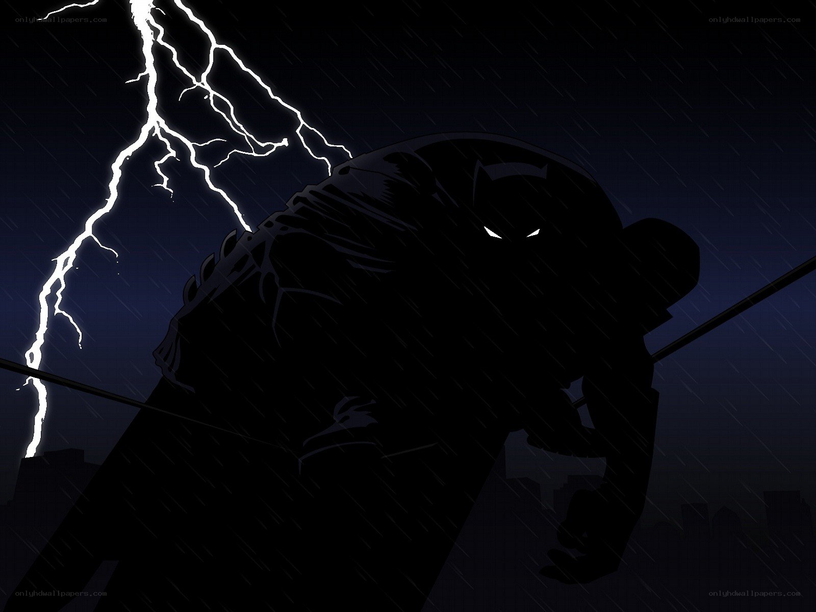 Batman silhouette in storm