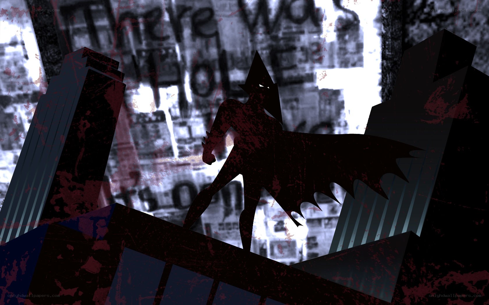 Batman silhouette on rooftop