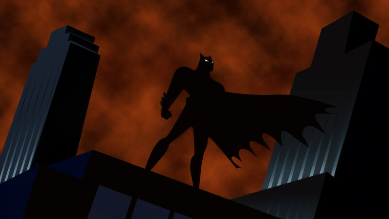 Batman silhouette on rooftop