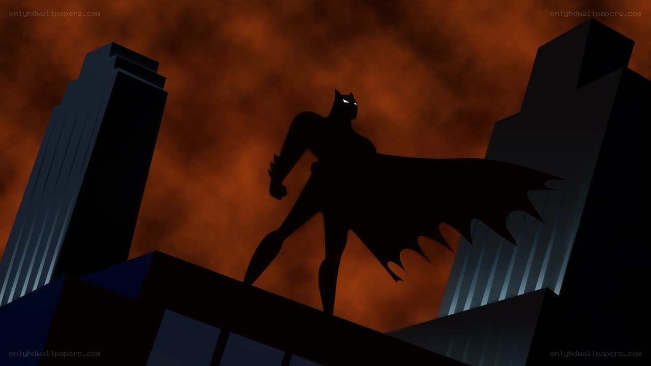 Batman silhouette on rooftop