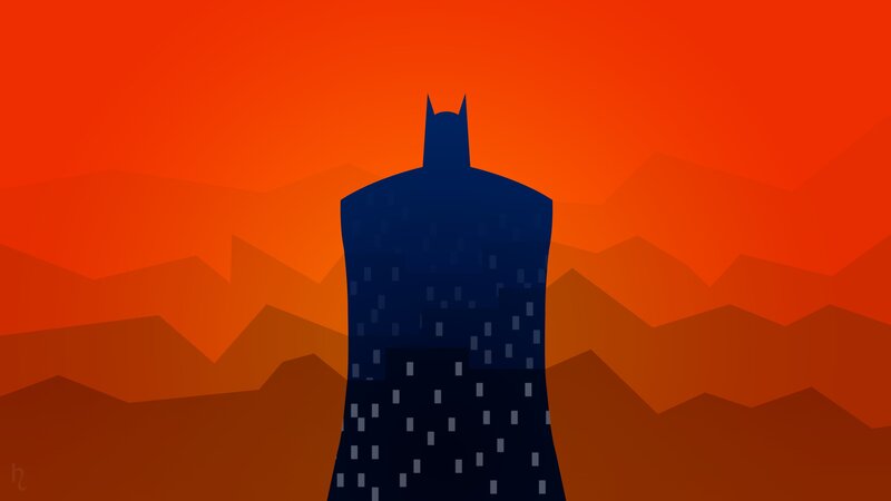 Batman Silhouette — Orange, Dramatic, Sunset