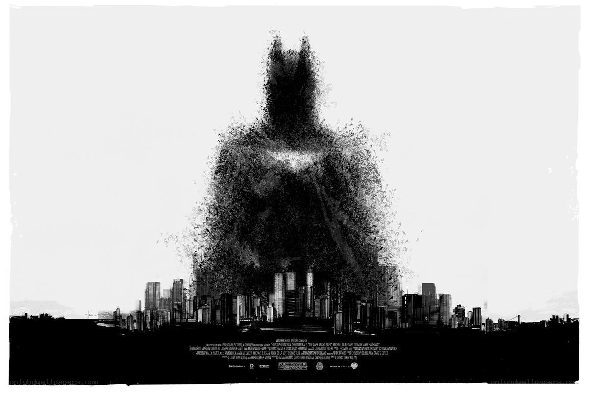Batman silhouette over city