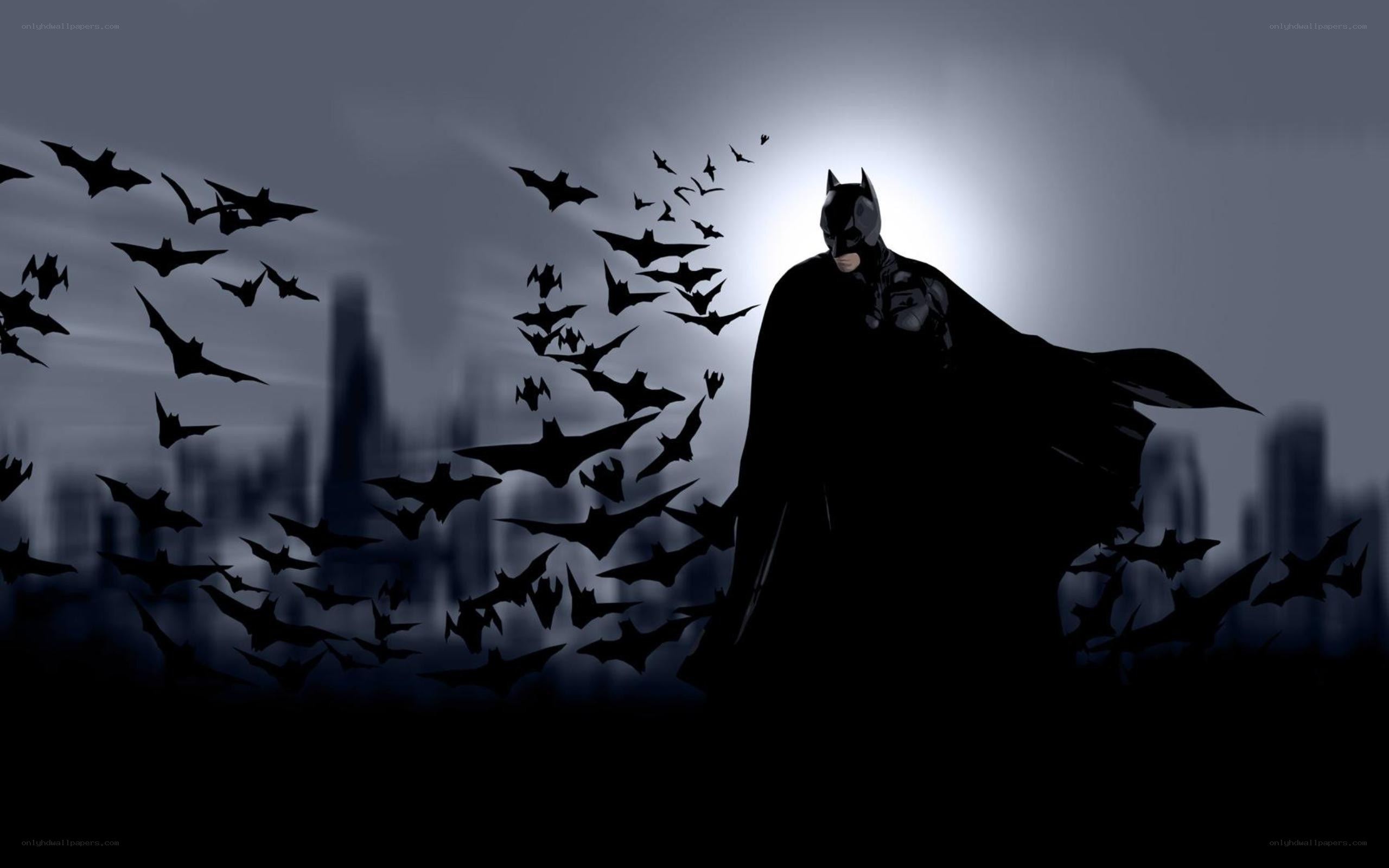 Batman silhouette with bats