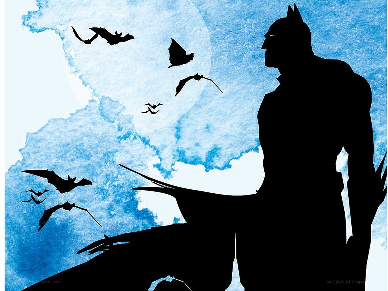 Batman silhouette with bats