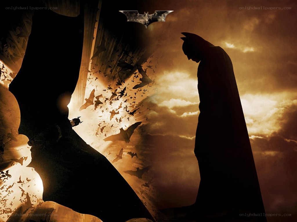 Batman silhouette with bats