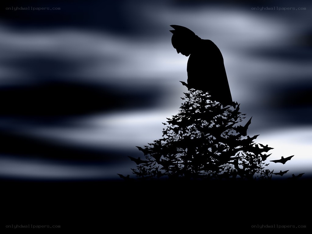 Batman silhouette with bats