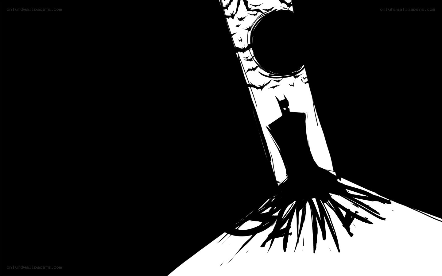 Batman silhouette with bats