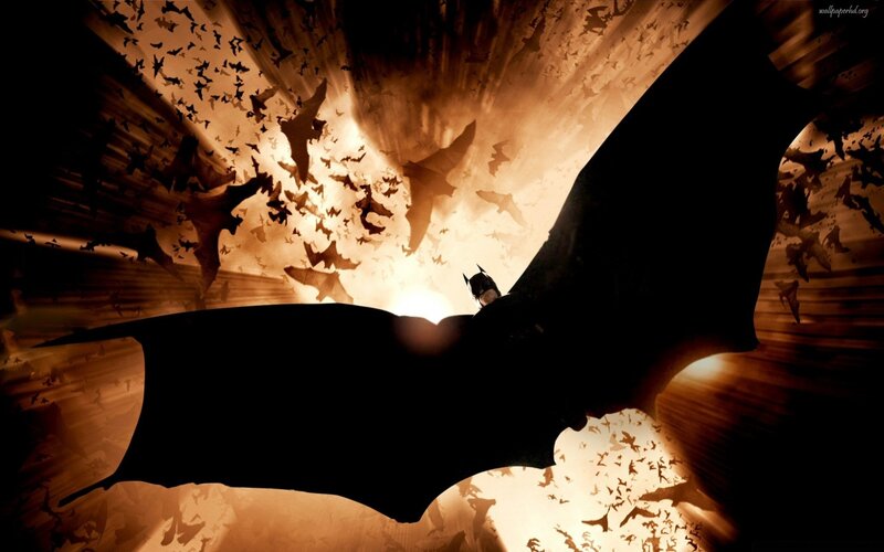 Batman silhouette with bats