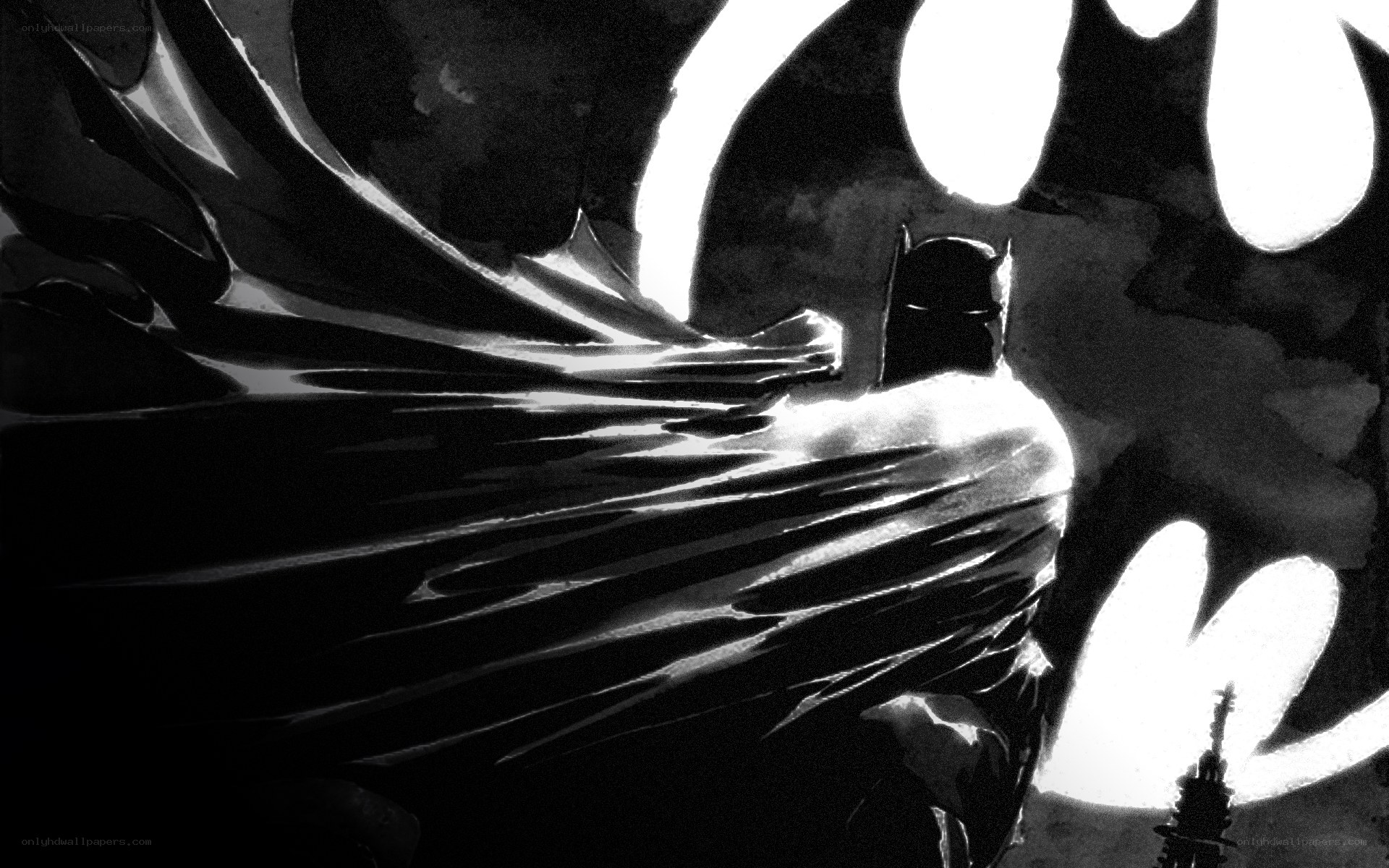 Batman silhouette with cape