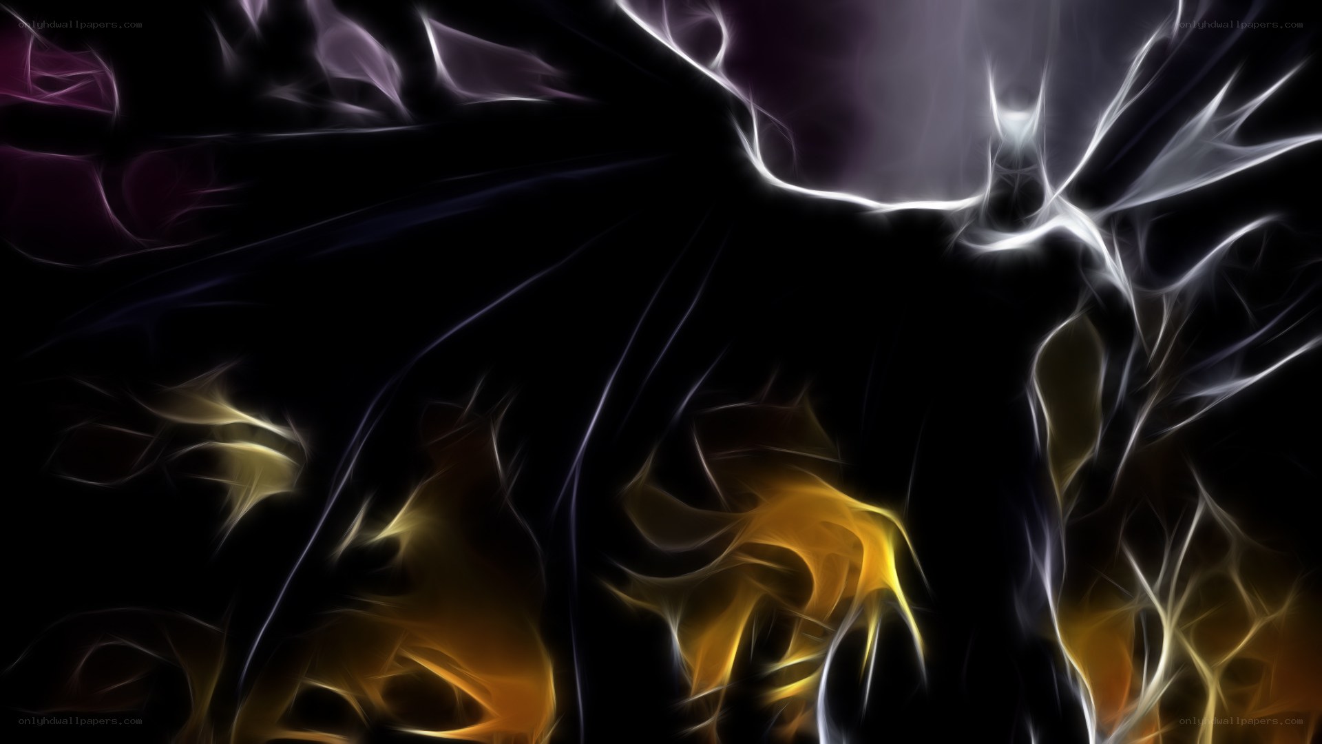Batman silhouette with energy effects