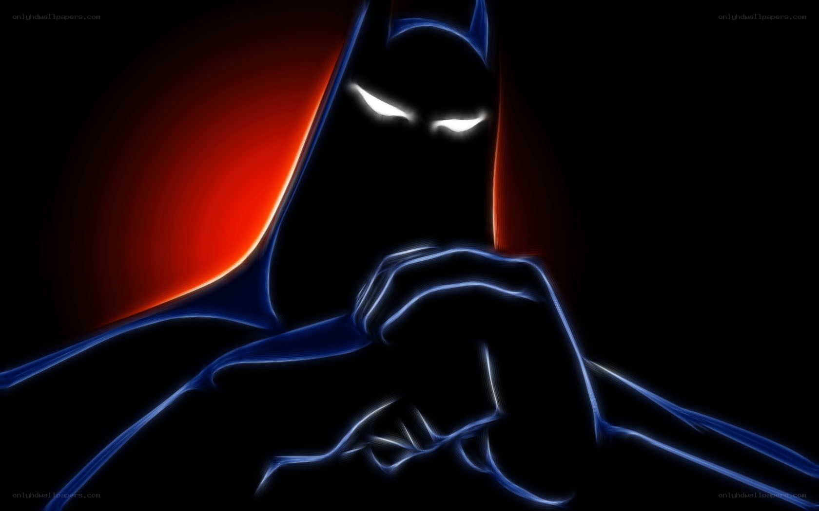Batman silhouette with glowing outline