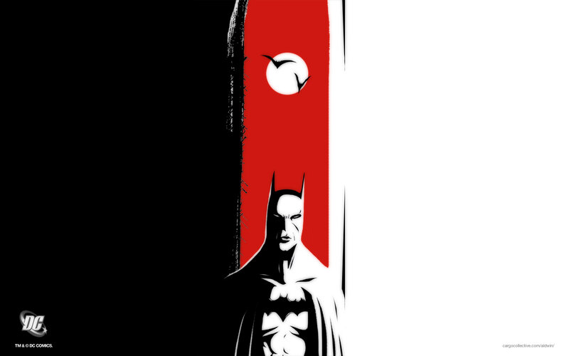 Batman silhouette with red background