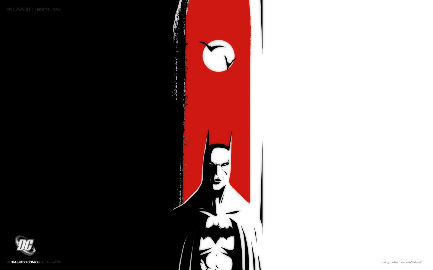 Batman silhouette with red background