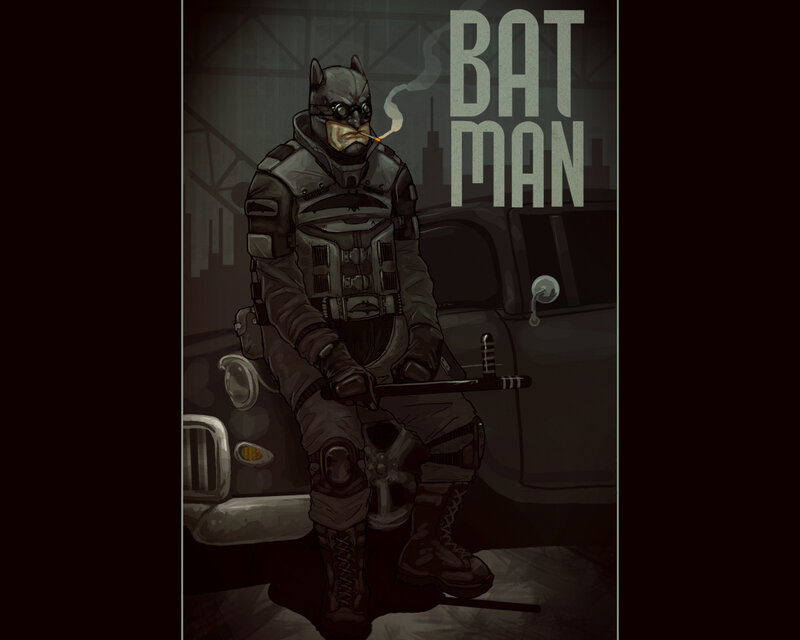 Batman smoking a cigarette