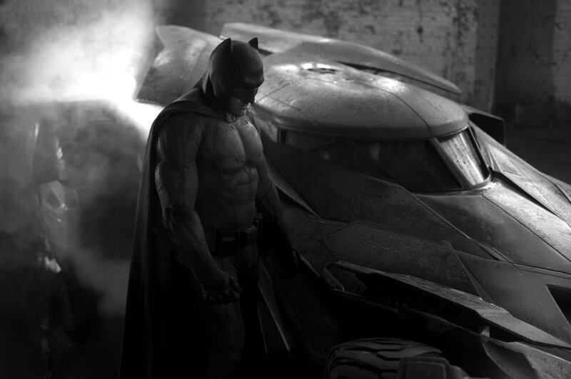Batman Standing Beside Batmobile — Black