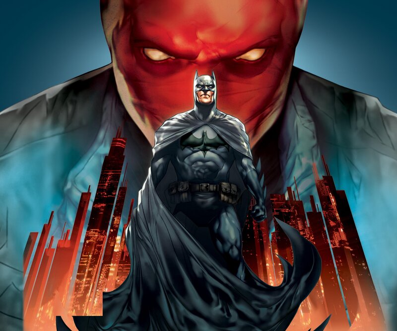 Batman Standing in City — Red