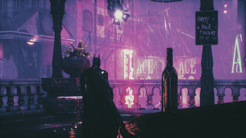 Batman Standing in Rain — Purple
