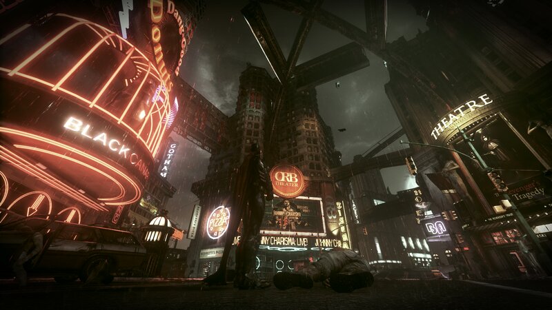 Batman Standing in Street — Black, Dark, Dramatic