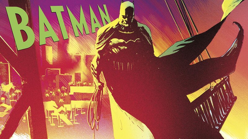 Batman Standing on Building — Red, Dramatic