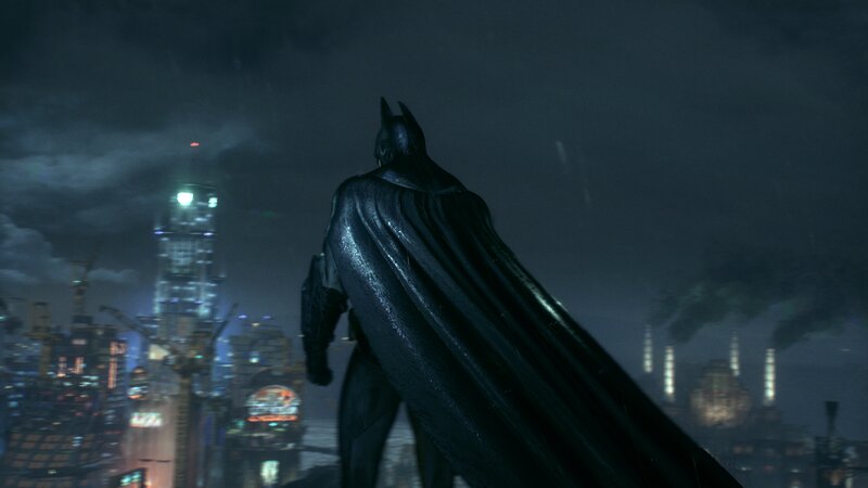 Batman Standing on Rooftop — Black, Dark, Dramatic, Night