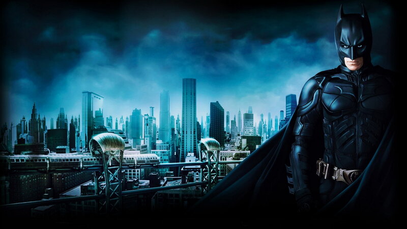 Batman Standing on Rooftop — Blue