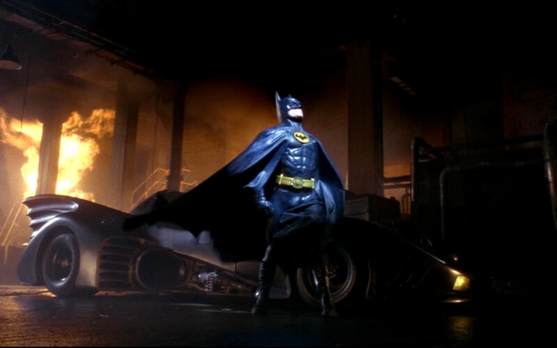 Batman Standing with Batmobile