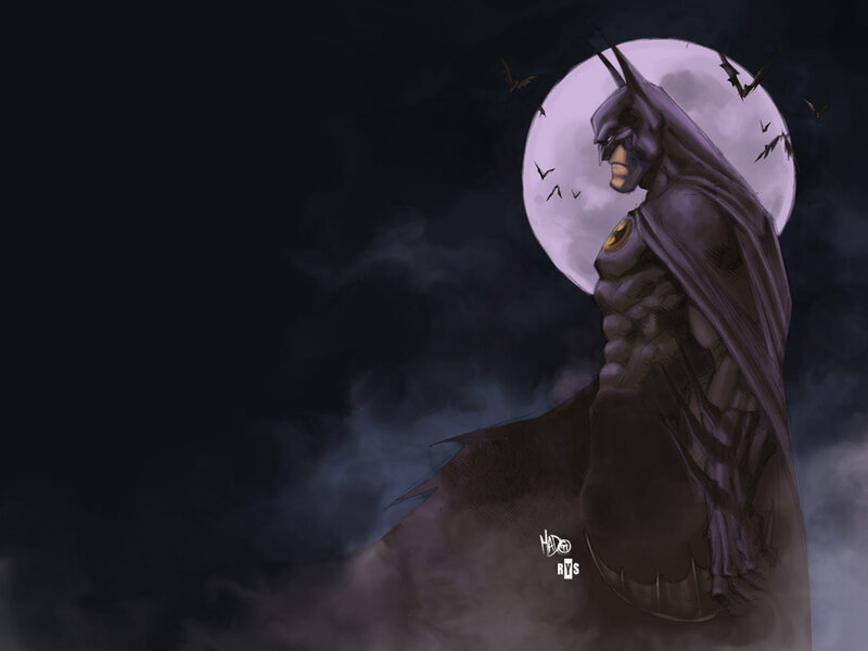 Batman stands before the moon