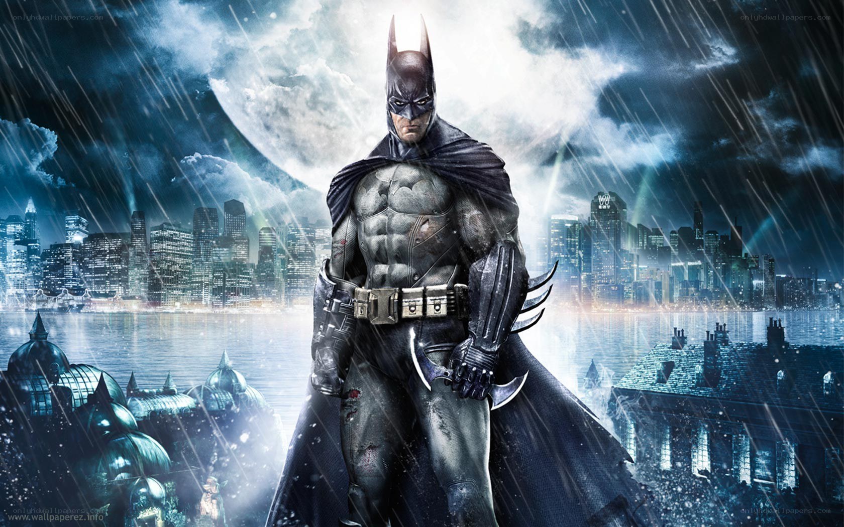 Batman stands in rain