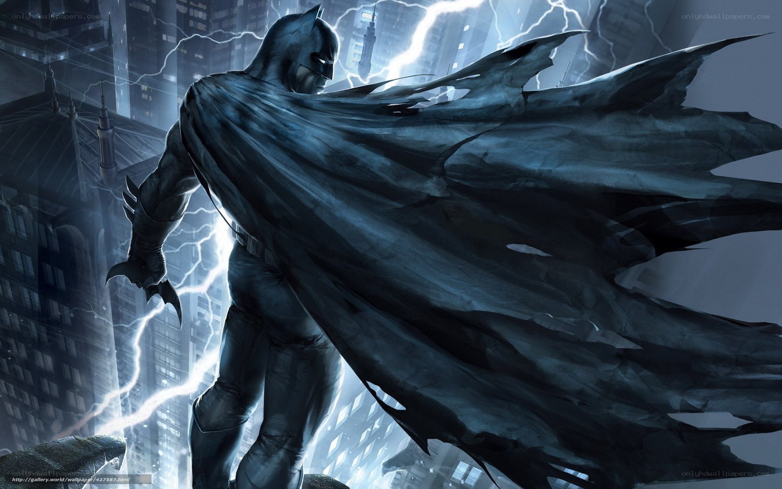 Batman stands in storm