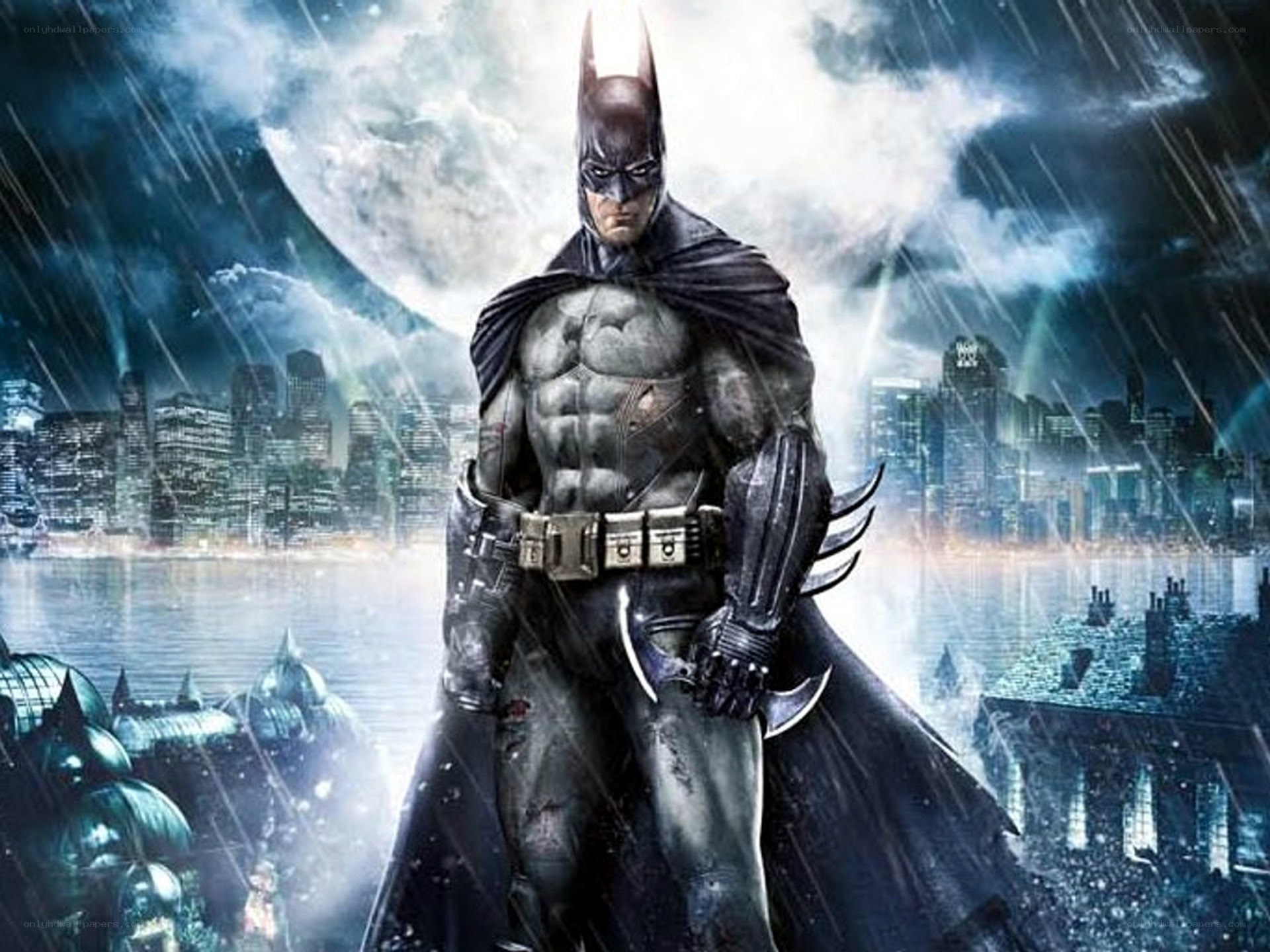 Batman stands in the rain