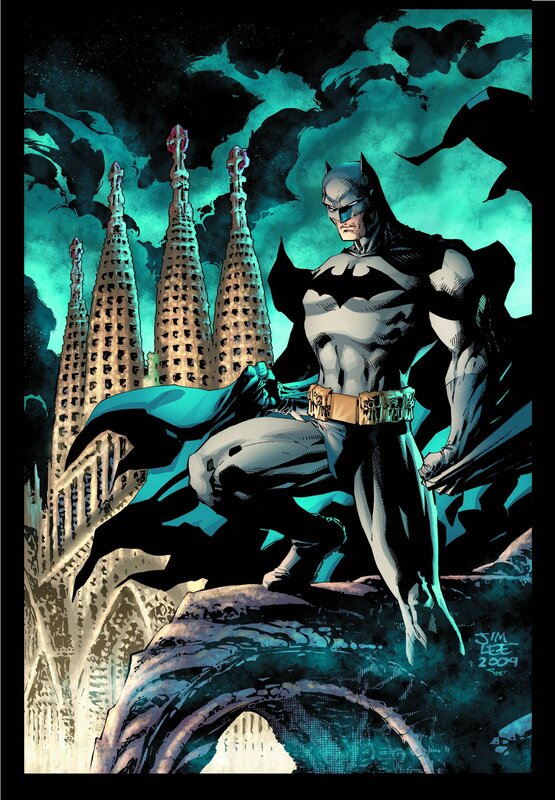 Batman stands on a rooftop