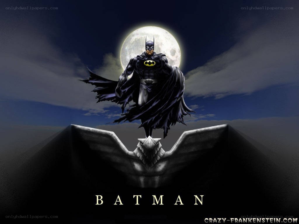Batman stands on bat symbol