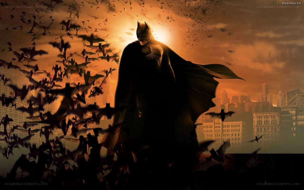 Batman stands over Gotham City