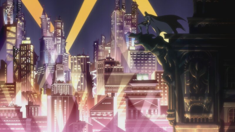 Batman stands over Gotham City