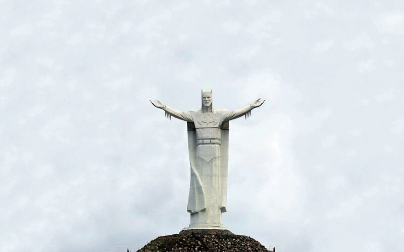 Batman statue on hill