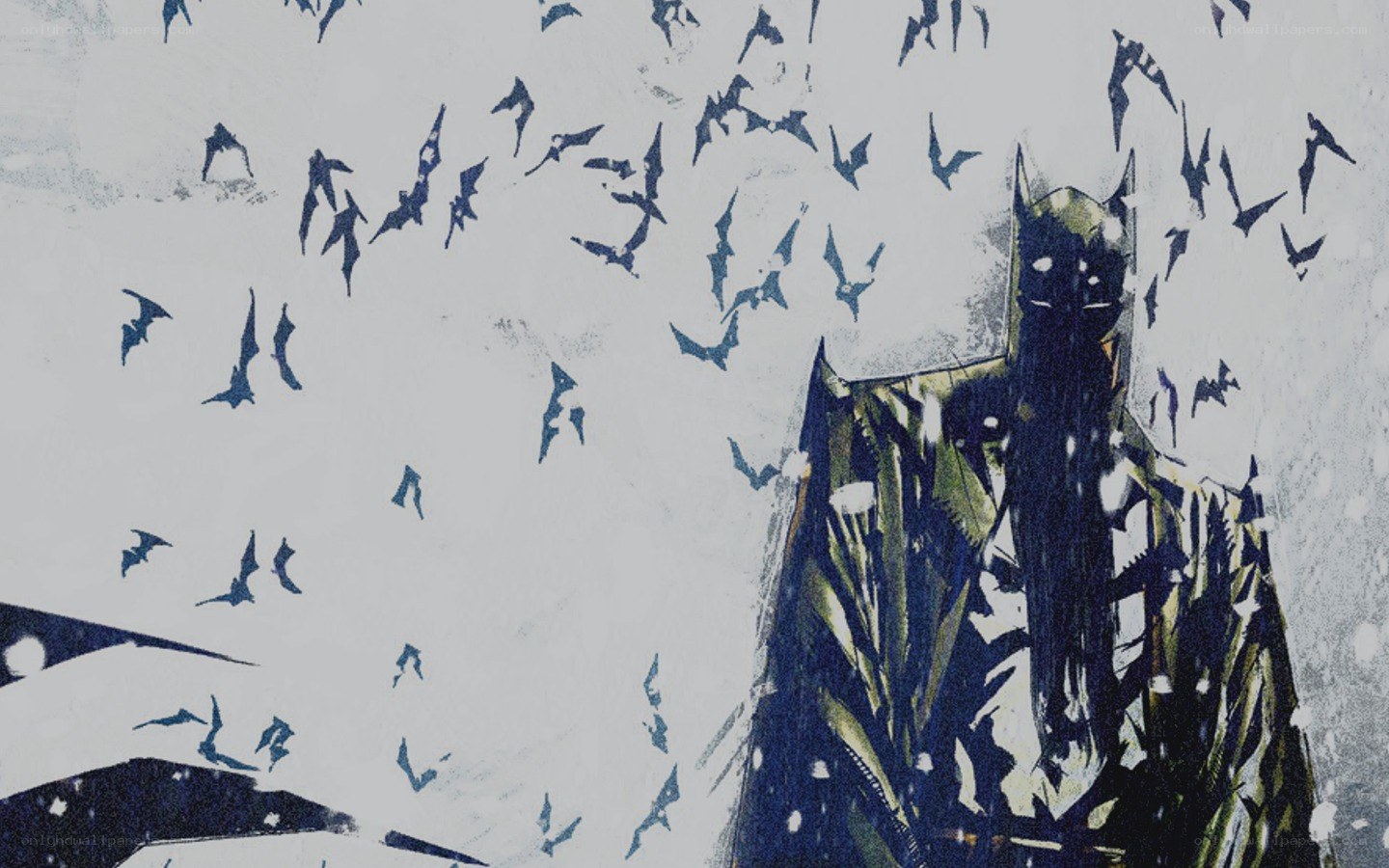 Batman surrounded by bats