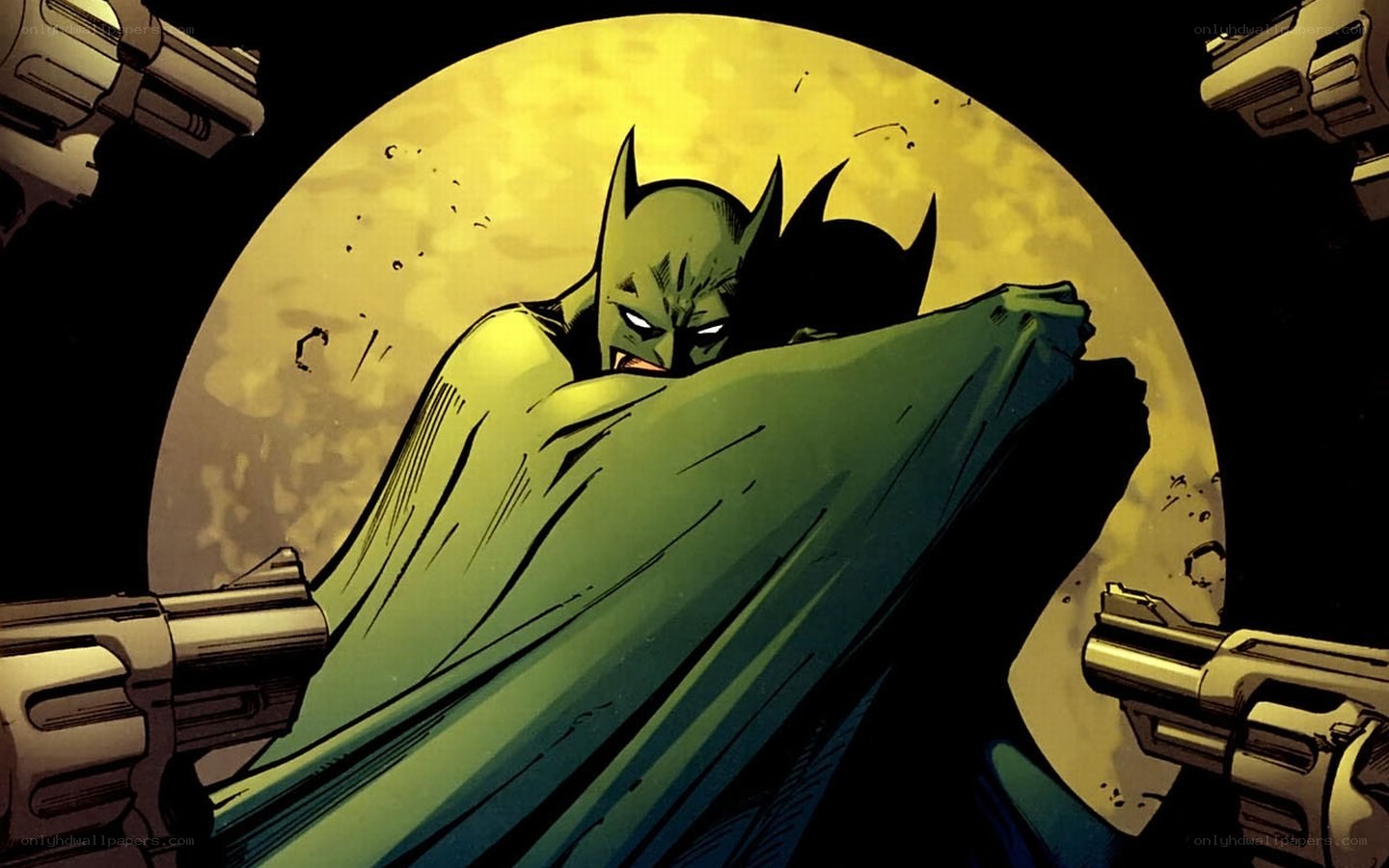 Batman surrounded by guns