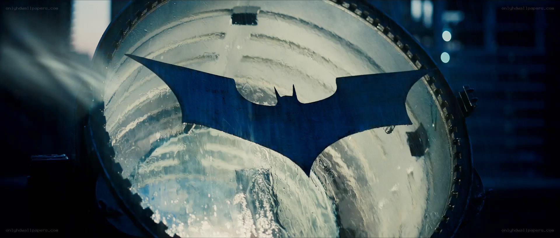Batman symbol on a large lens