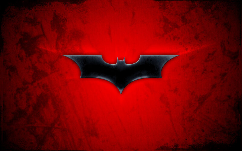 Batman symbol on red background
