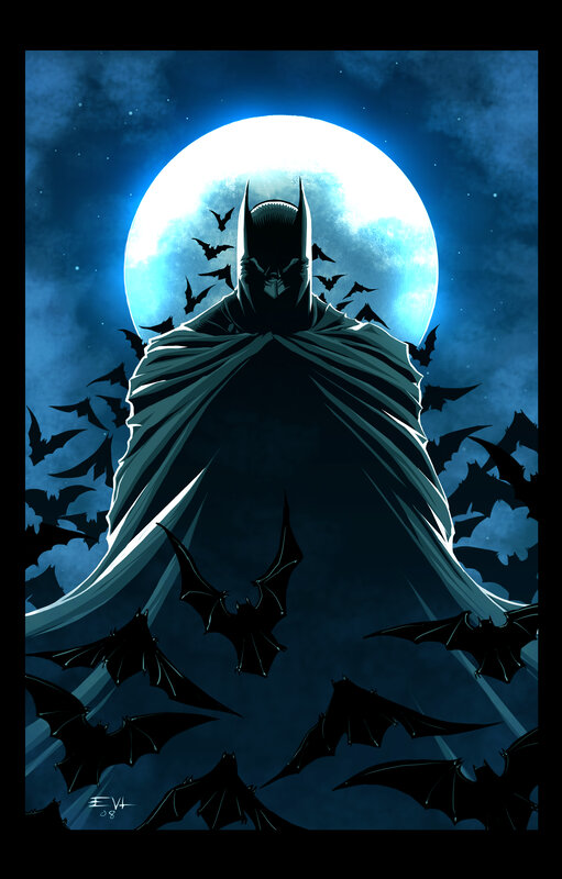 Batman under the full moon