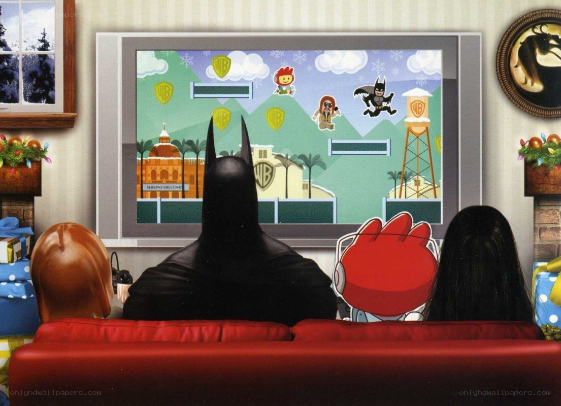 Batman watching a cartoon