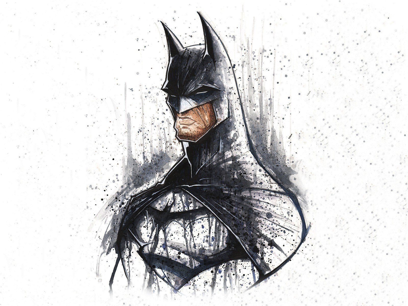 Batman watercolor portrait